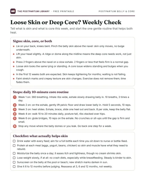 Loose Skin or Deep Core? Weekly Check (printable preview)